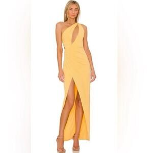 REVOLVE X Michael Costello Parker Maxi Split Leg Dress in Yellow
